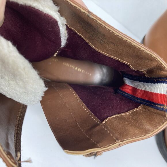 Chunky Brown Ankle Boots Tommy Hilfiger 7M Block Heel Booties LaceUp Grunge - Picture 8 of 14